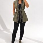 Ekose Detaylı Oversize Yelek