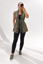 Ekose Detaylı Oversize Yelek