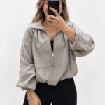 Taş Rengi Tencel Bomber Ceket
