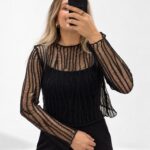 Merserize Ajurlu Bluz Siyah
